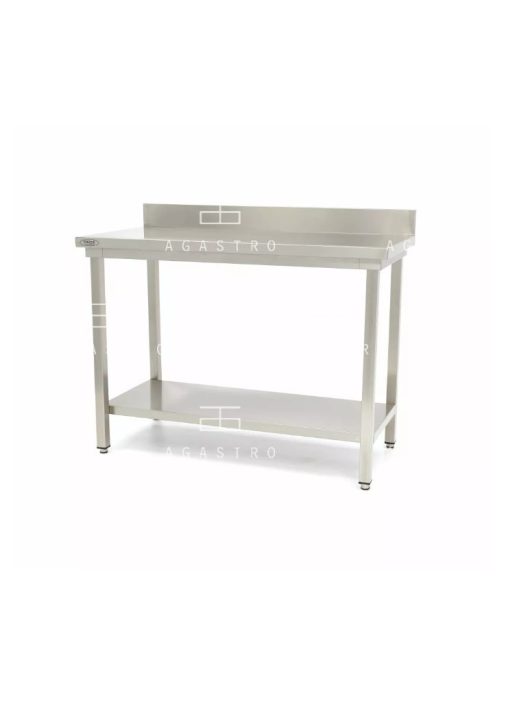 Rozsdamentes acél asztal hátsó felhajtással - 60 x 60 cm - állítható magasságú