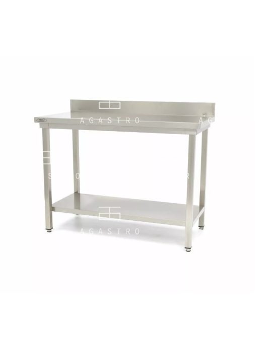 Rozsdamentes acél asztal hátsó felhajtással - 60 x 70 cm - állítható magasságú
