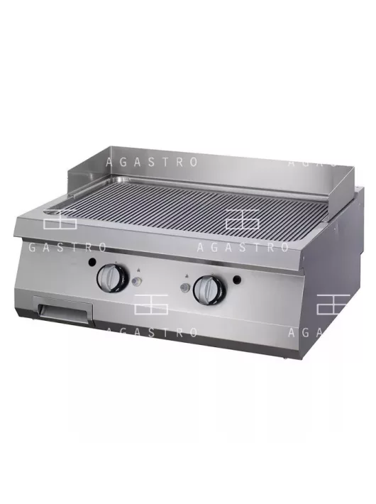 MAXIMA Gázüzemű rostlap, grillező 18 kW - 2 zónás - szatén - barázdált - 90 cm mélységű