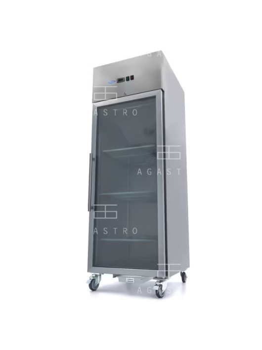 Üvegajtós hűtőszekrény - 600 liter - 3 állítható polc (2/1 GN) - rozsdamentes acél