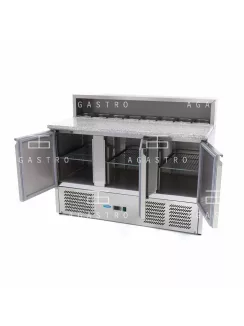   MAXIMA Pizza előkészítő hűtőszekrény - 3 ajtó - 136,5 cm - 400 L - rozsdamentes acél fedővel együtt