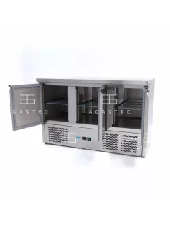 MAXIMA Hűtött munkaasztal 3 ajtóval - 137 cm - 400 L
