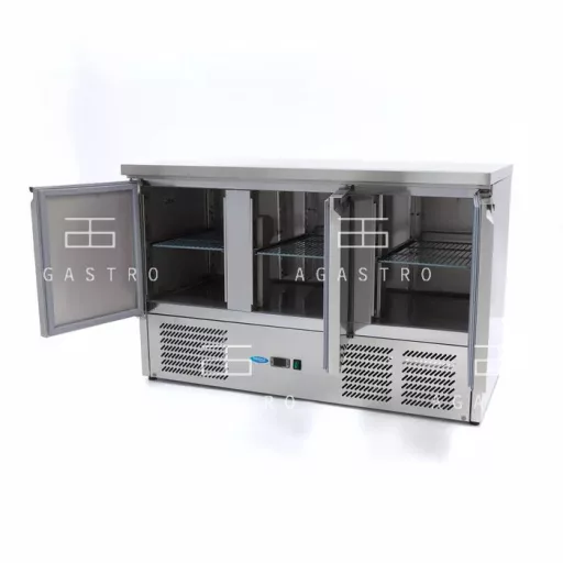 MAXIMA Hűtött munkaasztal 3 ajtóval - 137 cm - 400 L