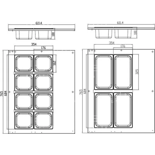 MAXIMA Rozsdamentes salátahűtő - Saladette - asztali - 67L - 8 x 1/6 GN