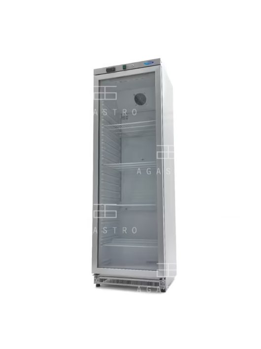 Üvegajtós hűtőszekrény - 400 liter - rozsdamentes acél
