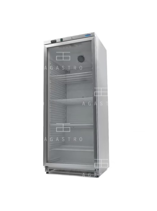 Üvegajtós hűtőszekrény - 600 liter - rozsdamentes acél