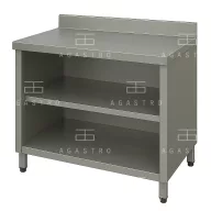   Rozsdamentes asztal burkolt hátsó felhajtással 700x650x850 mm