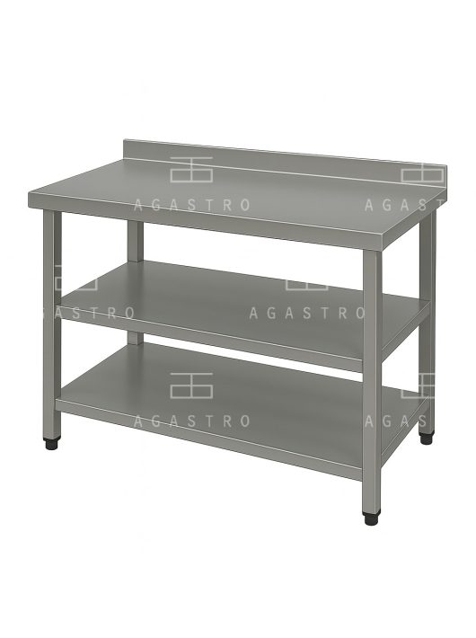 RM asztal dupla polccal hátsófelhajtással 500x650x850 mm