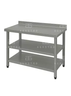 RM asztal dupla polccal hátsófelhajtással 500x700x850 mm
