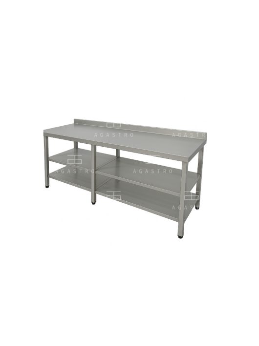 RM asztal dupla polccal hosszú hátsó felhajtással 2200x600x850 mm