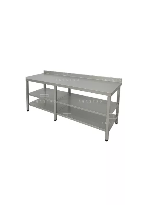 RM asztal dupla polccal hosszú hátsó felhajtással 2100x700x850 mm
