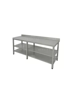   RM asztal dupla polccal hosszú hátsó felhajtással 2200x700x850 mm