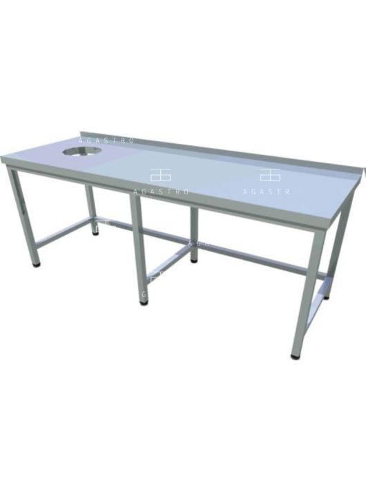 RM asztal hosszú hátsófelhajtással moslékolóval 2400x650x850 mm