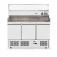    Gránitlapos pizzaelőkészítő hűtőszekrény 3 ajtóval - 674 liter