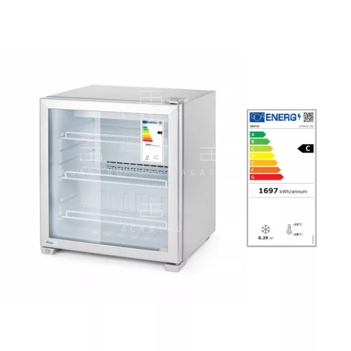  Üvegajtós fagyasztó - 90 liter - 620 x 593 x 680 mm