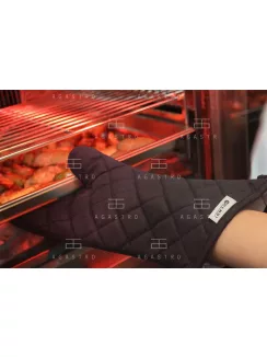 HENDI Tűzálló pamut sütőkesztyű, fekete, 2 db