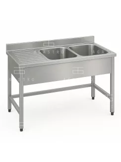   Kétmedencés mosogató csepegtetővel - 1600 x 600 x 850 mm, 500 x 400 x 250 mm medencével