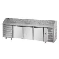   Pizzaelőkészítő asztal - 3 ajtóval, 6 db fiókkal - 2710 x 800 x 1100 mm