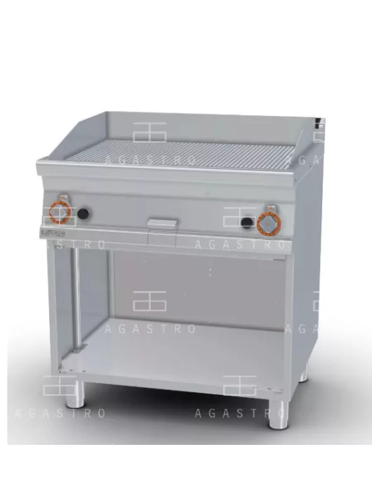 Gázüzemű rostlap nyitott tárolóval- 2 zóna, 14 kW (keménykrómozott, bordázott munkalap)