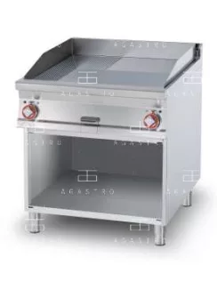  Elektromos rostlap nyitott tárolóval - 2 zóna, 15 kW (keménykrómozott, sima és bordázott munkalap)