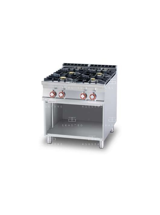 Álló gázüzemű tűzhely, nyitott tárolóval - 4 égőfej, 28 kW