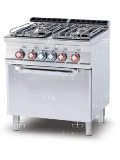   Gázüzemű tűzhely, elektromos légkeveréses sütővel GN 1/1 - 4 égőfej, 27,32 kW
