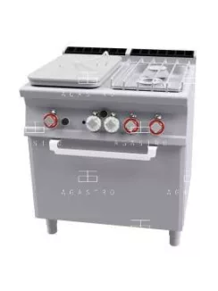   Gázüzemű francia lapos tűzhely, 2 égőfejjel, statikus sütővel - 1 zóna, 27,3 kW