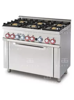   Gázüzemű tűzhely, elektromos multifunkciós sütővel GN1/1 - 6 égőfej, 30,05 kW