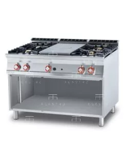   Álló francia lapos tűzhely,1 zónával, 4 égőfejjel - 35 kW