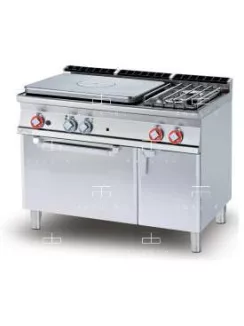   Gázüzemű francia lapos tűzhely, gázüzemű sütővel, 2 égőfejjel, tárolóval - 1 zóna, 32,3 kW