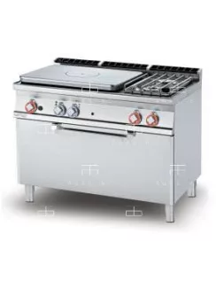   Gázüzemű francia lapos tűzhely, gázüzemű sütővel, 2 égőfejjel - 1 zóna, 36 kW