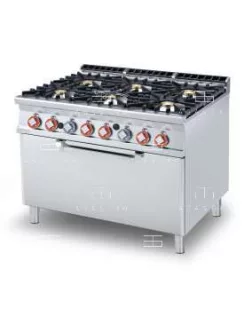   Gázüzemű tűzhely, gázüzemű statikus sütővel - 6 égőfej, 58 kW