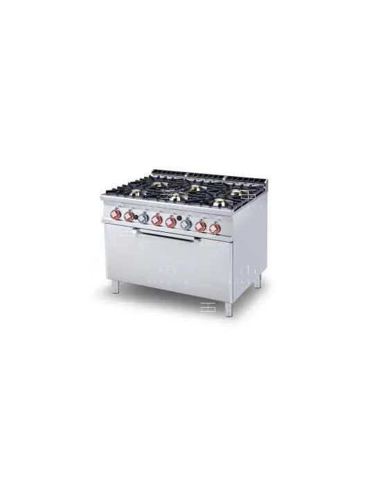 Gázüzemű tűzhely, gázüzemű statikus sütővel - 6 égőfej, 58 kW
