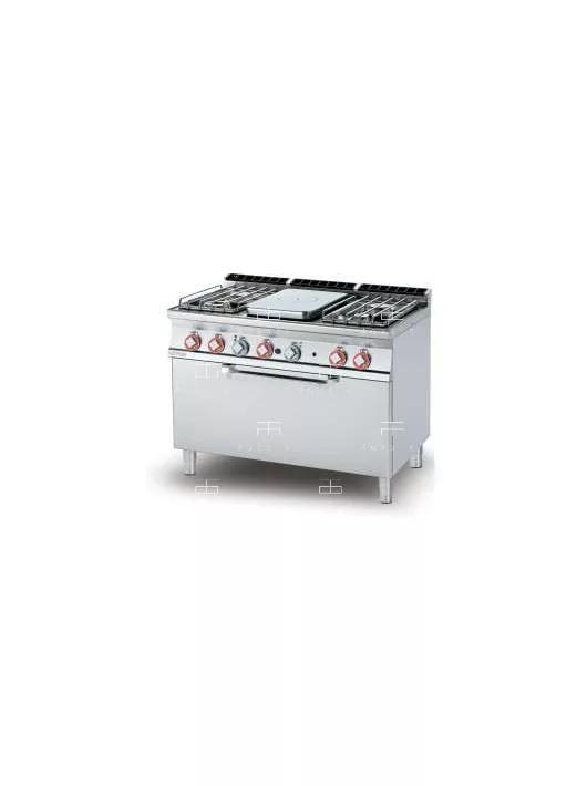 Gázüzemű francia lapos tűzhely, gázüzemű sütővel, 4 égőfejjel - 1 zóna, 40 kW