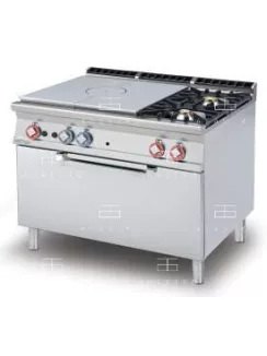   Gázüzemű francia lapos tűzhely, gázüzemű sütővel, 2 égőfejjel - 1 zóna, 42 kW