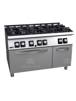   Gázüzemű tűzhely sütővel és tárolóval GN 2/1 - 6 égőfej, 50,55 kW
