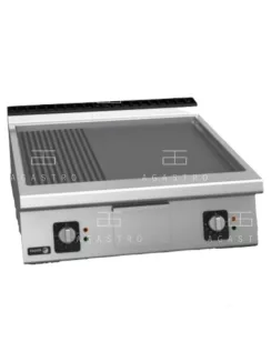   Asztali elektromos rostlap (krómozott) - 2 zóna - sima/bordázott - 15 kW