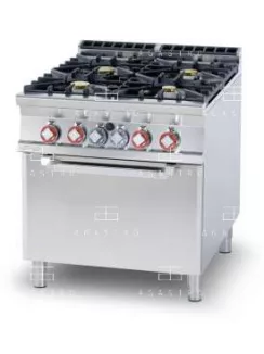   Gázüzemű tűzhely, gázüzemű statikus sütővel GN 2/1 - 4 égőfej, 36,5 kW