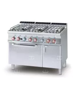   Gázüzemű tűzhely, gázüzemű statikus sütővel GN2/1 - 6 égőfej, 42,3 kW