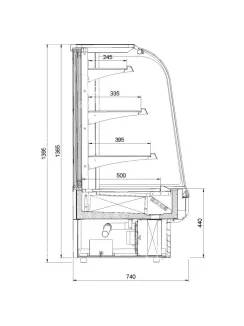   C-1 TS/Z 60/GR TOSTI Fűtött bemutatóvitrin (+25°C, 60% Rh) +40 ... +90 °C, hűtéstartománnyal
