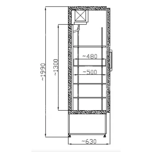 CC 725 Teleajtós hűtőszekrény (+25°C, 60% Rh) +1 ... +10 °C, 0.6 kW 725 x 630 x 1990 mm