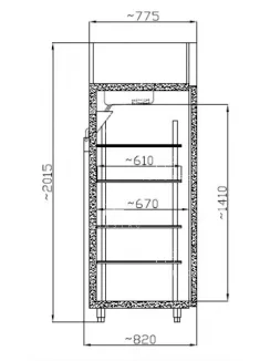   CC GASTRO 700 Teleajtós hűtőszekrény (+25°C, 60% Rh) +1 ... +10 °C, 0.6 kW 665 x 820 x 2015 mm
