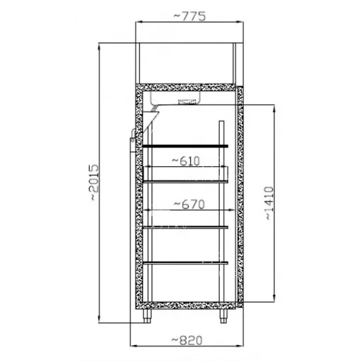 CC GASTRO 700 Teleajtós hűtőszekrény (+25°C, 60% Rh) +1 ... +10 °C, 0.6 kW 665 x 820 x 2015 mm