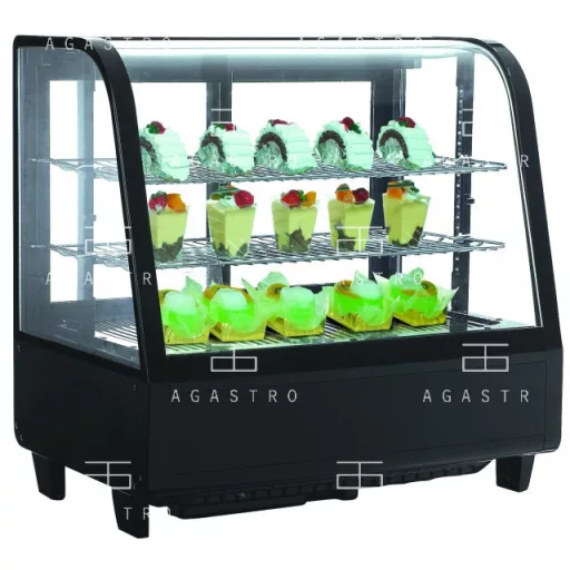 CW-100 Hajlított üvegű bemutatóvitrin (+25°C, 60% Rh) 0 ... +12 °C, 682 x 450 x 675 mm