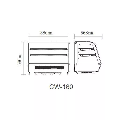CW-160R Hűtött bemutatóvitrin 0 ... +12 °C, 0.16 kW