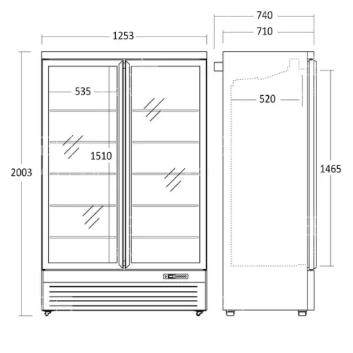 DC 1080 BB Üvegajtós hűtővitrin - 1080 liter