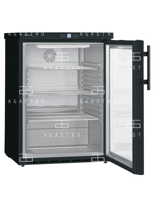 LIEBHERR (FKUv 1613) - Pult alá helyezhető fekete üvegajtós hűtő - 148 literes, 600 × 615 × 830 mm