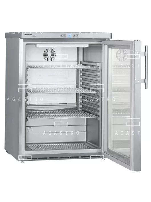 LIEBHERR (FKUv 1663) - Pult alá helyezhető rozsdamentes üvegajtós hűtő - 148 literes, 600 × 615 × 830 mm