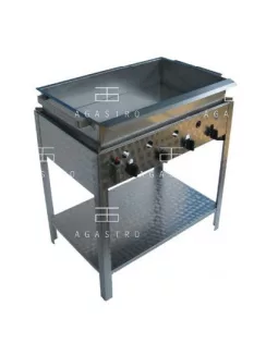   Földgázos, álló, négyégős lángossütő acélserpenyővel
