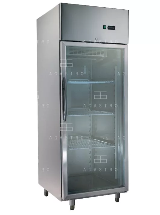 GNC740L1G Üvegajtós rozsdamentes hűtővitrin, GN 2/1-es polcokkal , 740 x 870 x 2050 mm, 600 liter